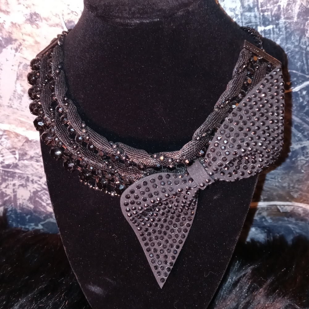 Black Rhinestone Statement Necklace